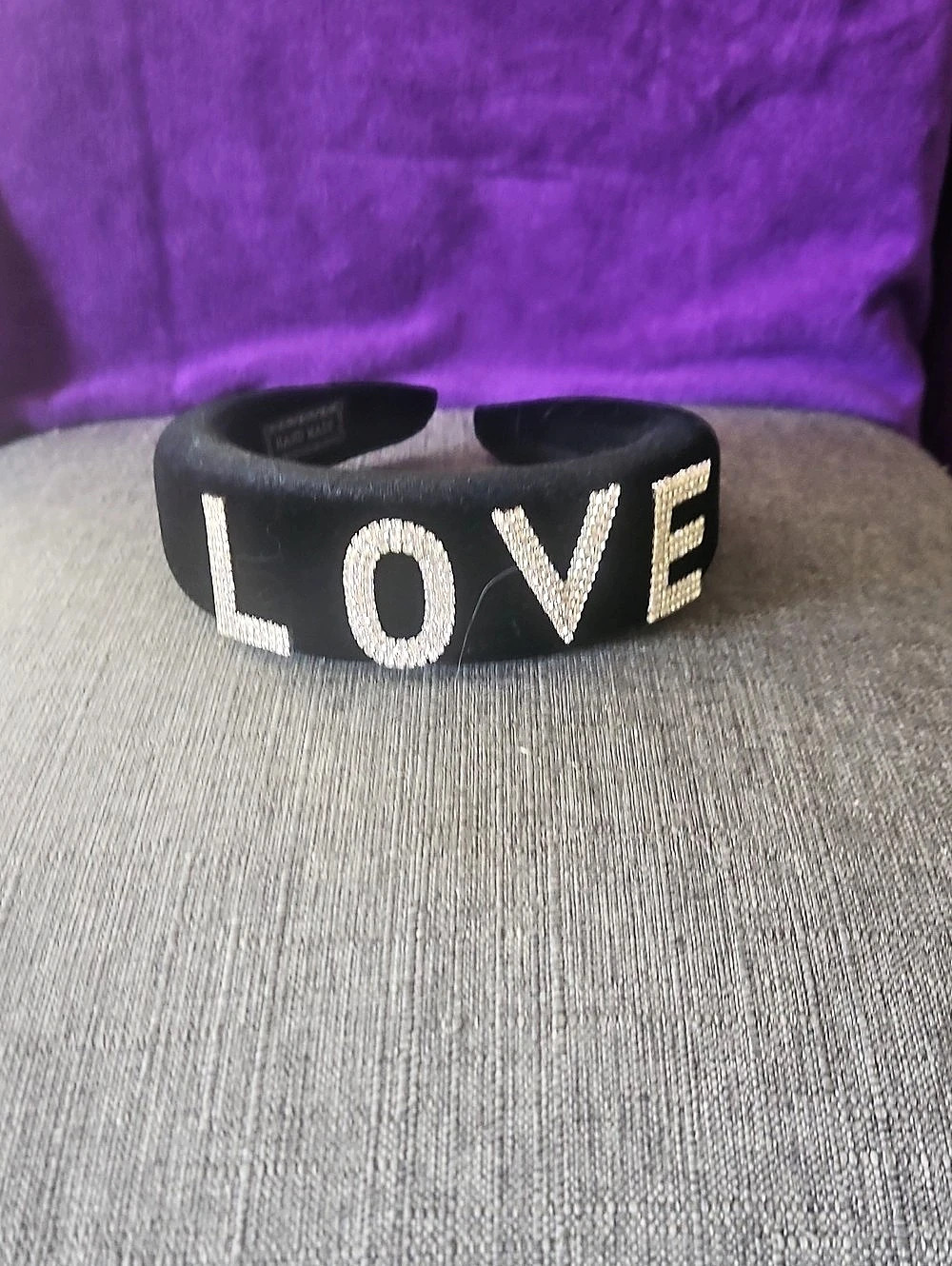 LOVE Statement Headband in Black & Silver Like New